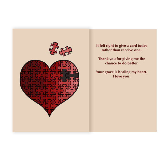 Greeting card with text: 'Thank you for giving me the chance to do better. Your grace is healing my heart. I love you.'